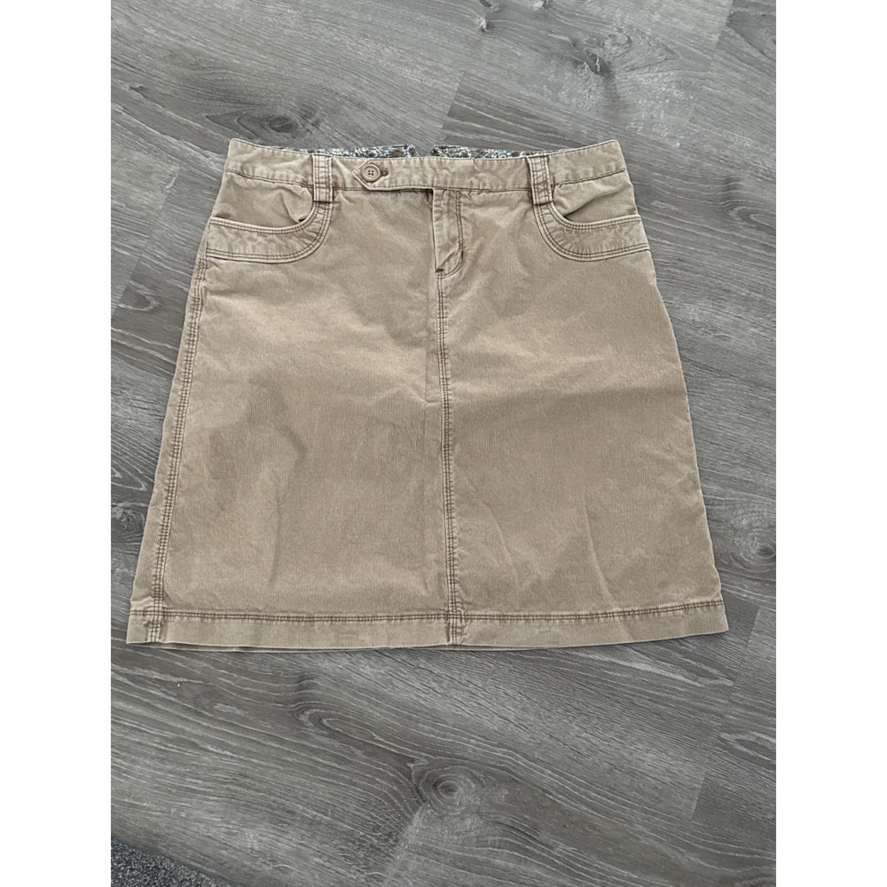 Gap‎ Tan Corduroy A-Line Mini Skirt Khaki Stretch Cotton Size 10 Floral Trim